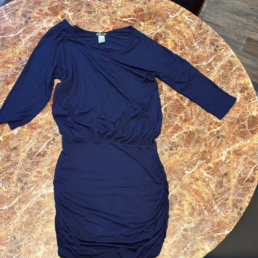 Venus Navy 3/4 Sleeve mini Dress